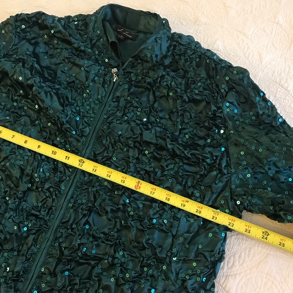 S Levine, Sequined Jacket, Size XL, green color - Picture 12 of 15